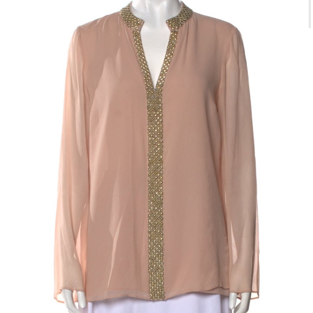 Tory Burch Peach Blouse with Gold Beading